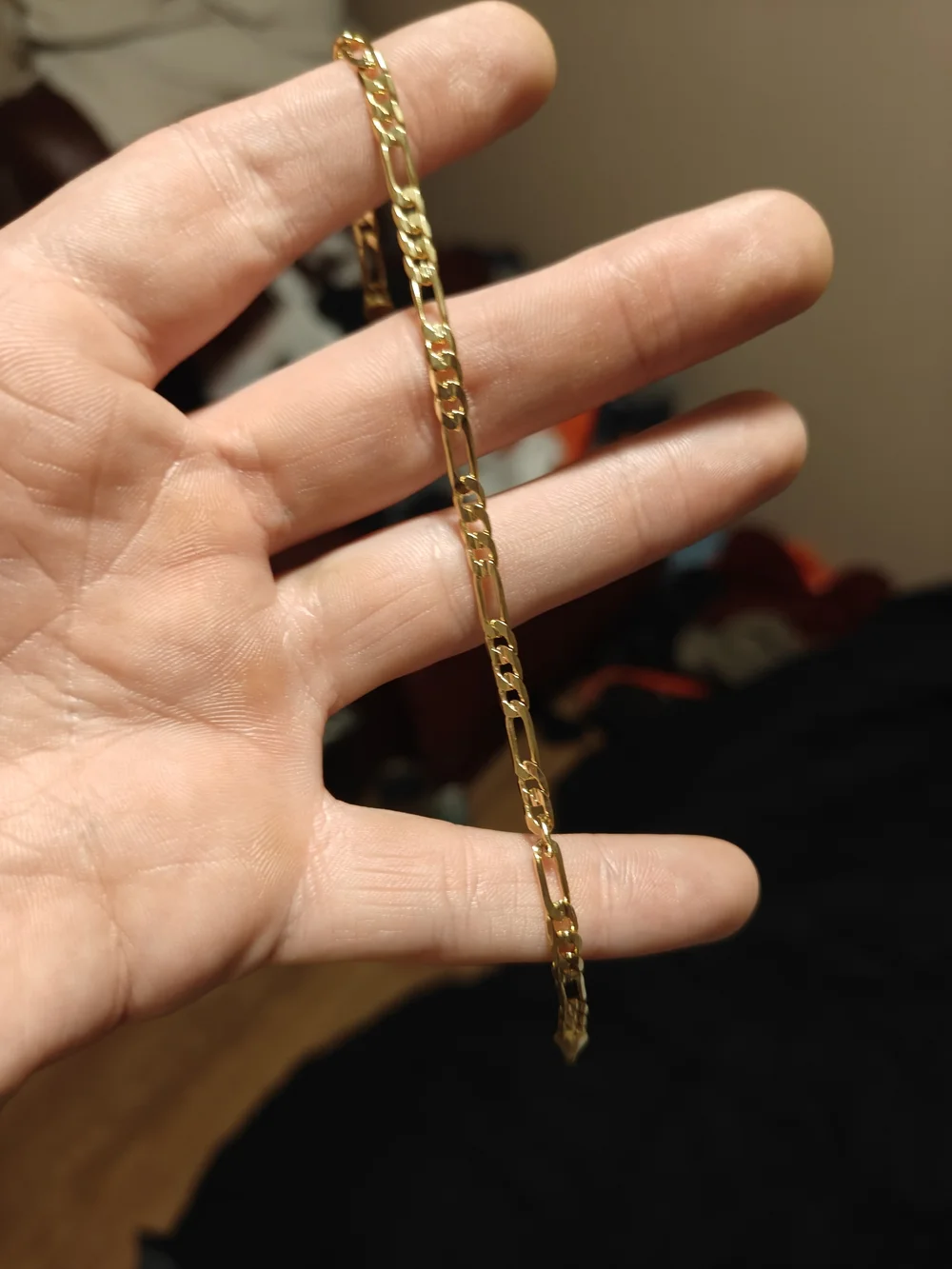 Stamped 14k Gold Figaro Chain Bracelet - Men Accessories